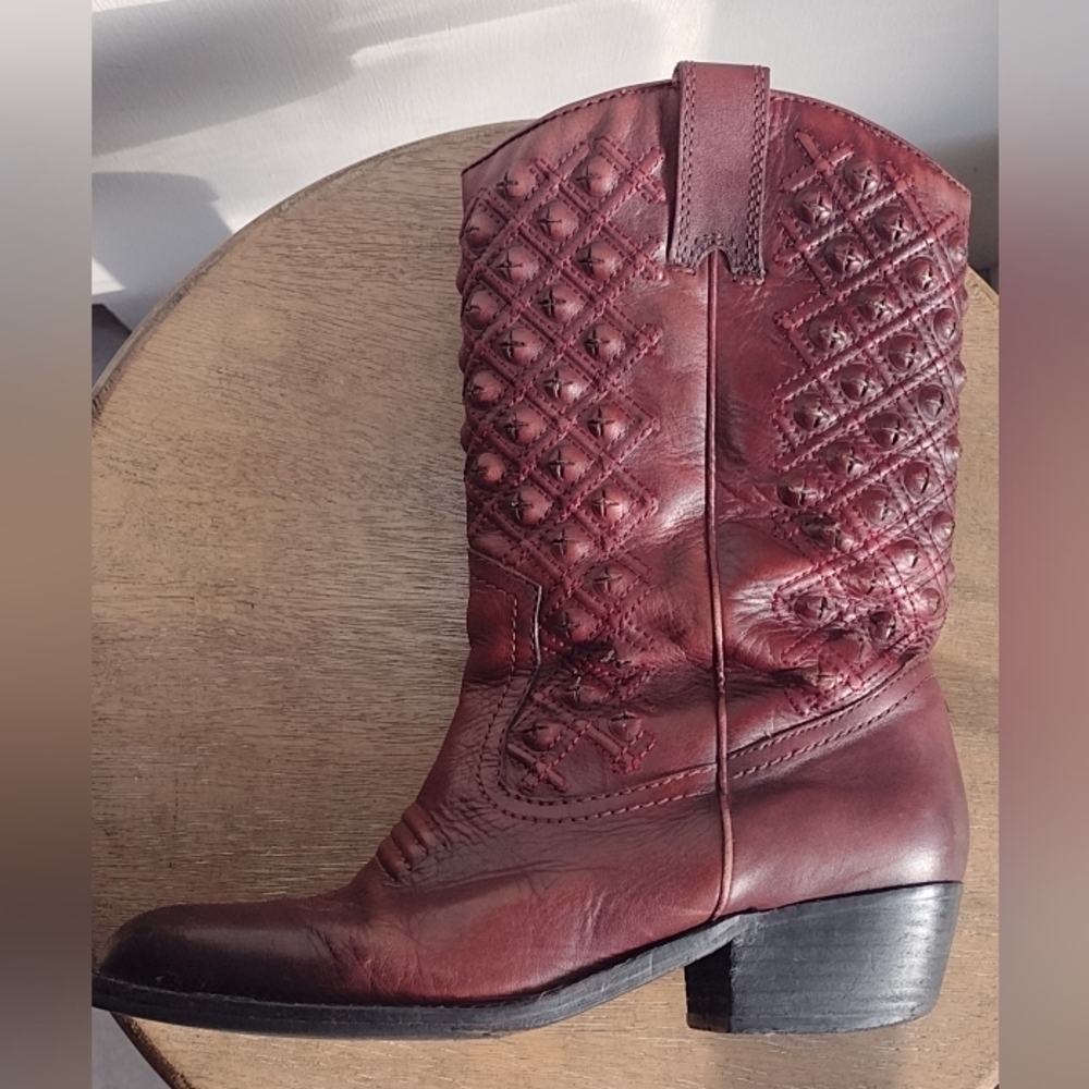 Lucky Brand Leather Madonna Studded Cowboy Cowgirl Grunge Moto Size 7 to 7.5 - Picture 12 of 12